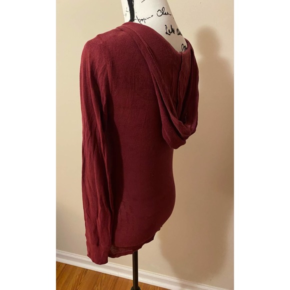 Women’s Size Large Lightweight Pullover Hoodie Long Sleeve Burgundy - Picture 6 of 8